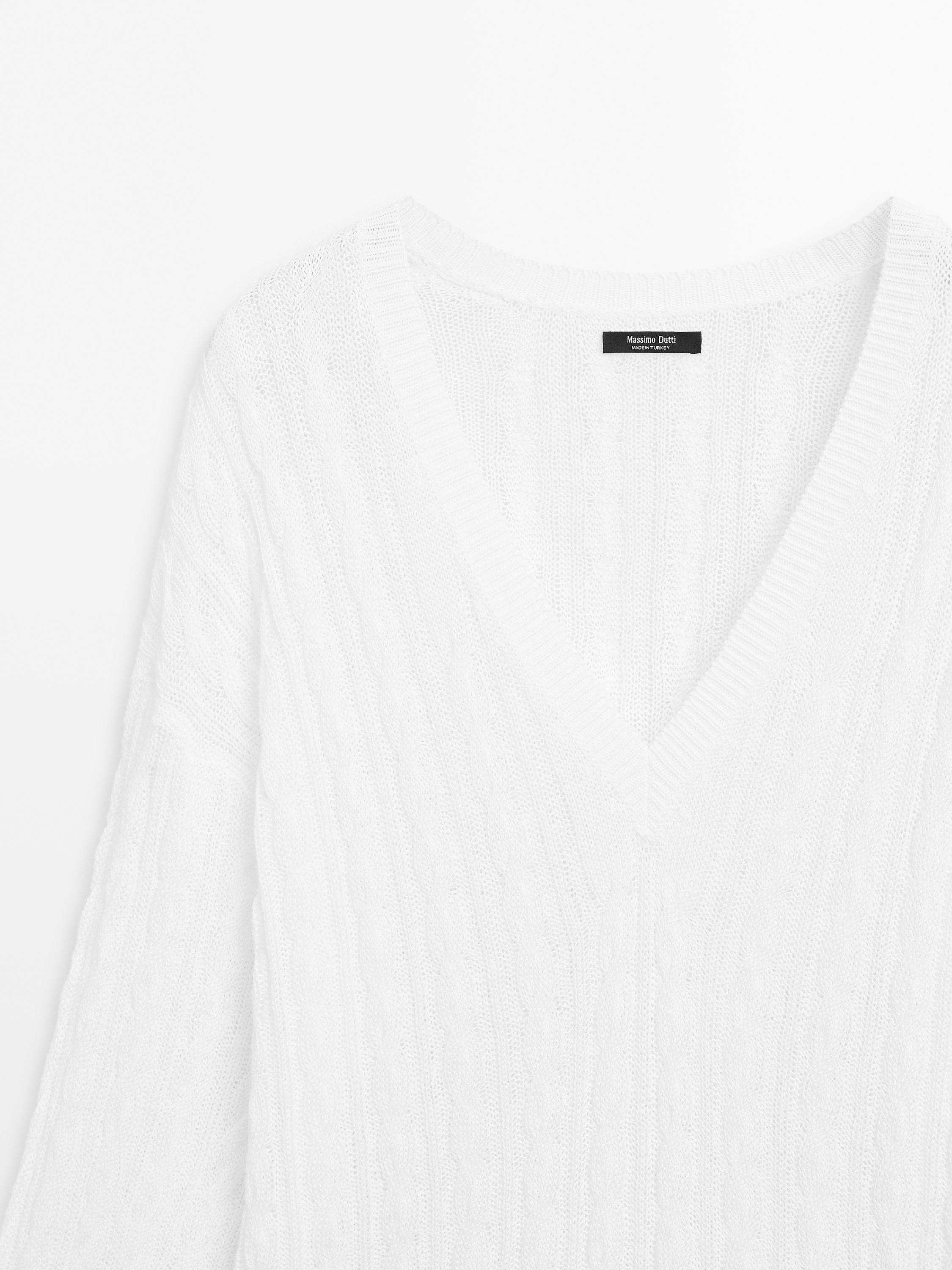 Cotton blend open-knit sweater